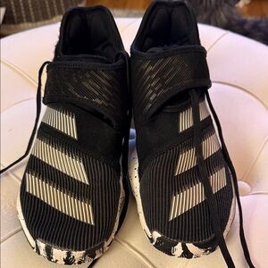 adidas Kids Black and White Striped Sneakers